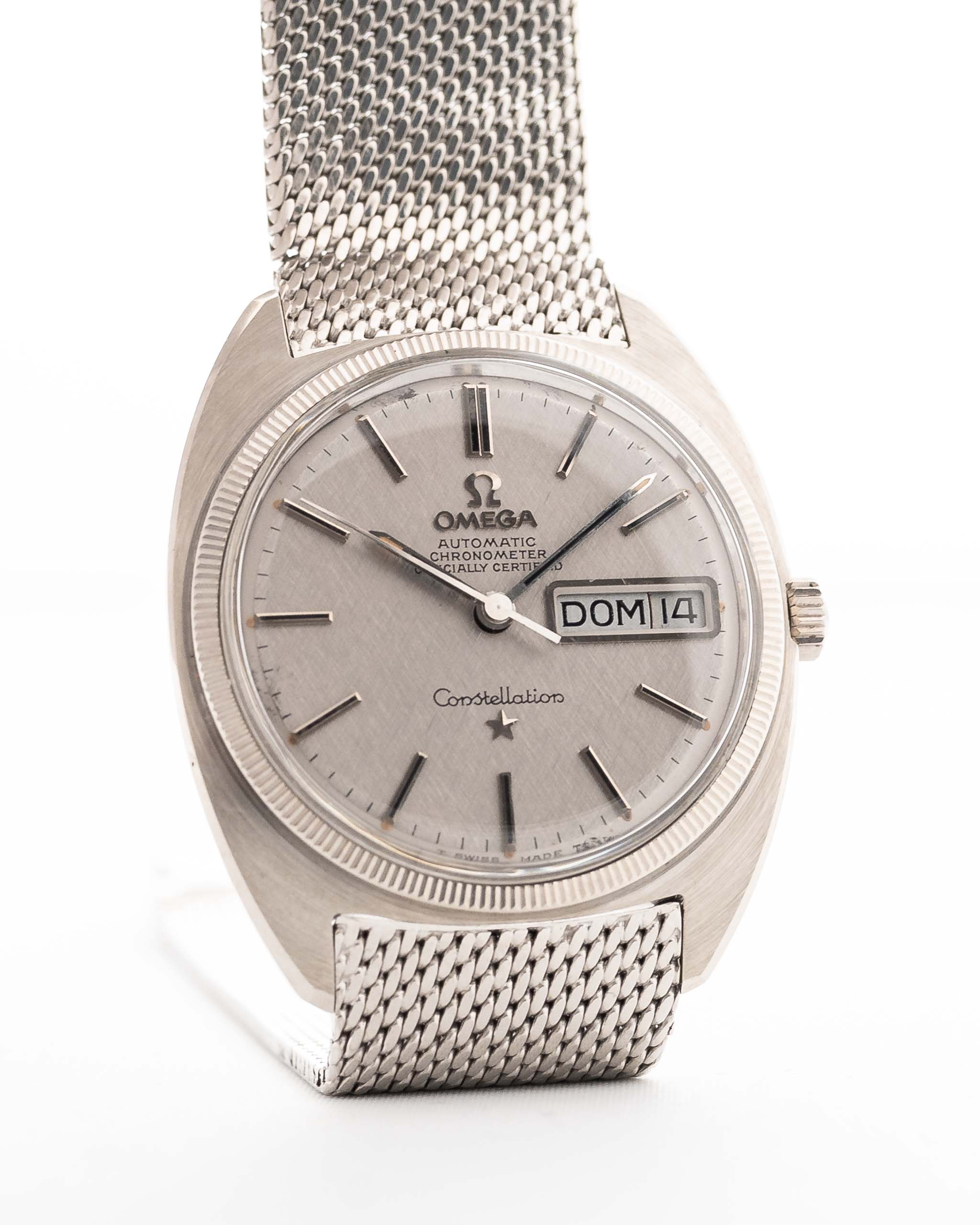 Omega Constellation 168019 C-Shape 18k Linen Day Date 1968 – GOLDAMMER