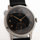 Omega Watch - Vintage Omega Sub Second Black Syringe 1939 - stainless steel case black gilt dial 