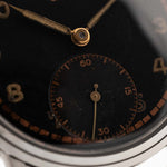 Omega Watch - Vintage Omega Sub Second Black Syringe 1939 - stainless steel case black gilt dial 
