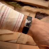 Vintage Omega Tank Gilt watch Roman from 1944 on a wrist. 