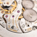 Closeup Photo of a Patek Philippe 3520 Calatrava 18k from the 1970s. 32mm 18k White Gold Case with Manual Wind Movement, Original Silver Sunburst Dial and White Gold Bracelet.