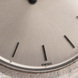 Closeup Photo of a Patek Philippe 3520 Calatrava 18k from the 1970s. 32mm 18k White Gold Case with Manual Wind Movement, Original Silver Sunburst Dial and White Gold Bracelet.