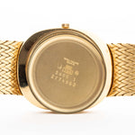Closeup Photo of a Vintage Patek Philippe Ellipse 3605 Jumbo from 1978. 33mm in 18k Yellow Gold with Automatic Cal. 28-255 C, Gilt Sigma Dial and Integrated Gold Bracelet.