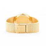 Closeup Photo of a Vintage Patek Philippe Ellipse 3605 Jumbo gold bracelet from 1978. 33mm in 18k Yellow Gold with Automatic Cal. 28-255 C, Gilt Sigma Dial and Integrated Gold Bracelet.