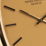 Closeup Photo of a Vintage Patek Philippe Ellipse 3605 Jumbo from 1978. 33mm in 18k Yellow Gold with Automatic Cal. 28-255 C, Gilt Sigma Dial and Integrated Gold Bracelet.