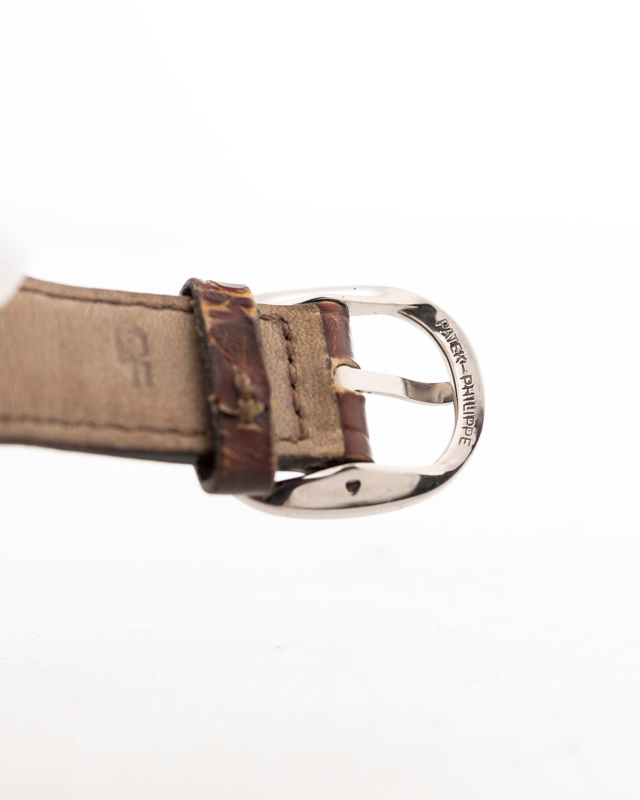 Vintage Patek Philippe Ellipse 3738 Grey 18k white gold 1980s original clasp
