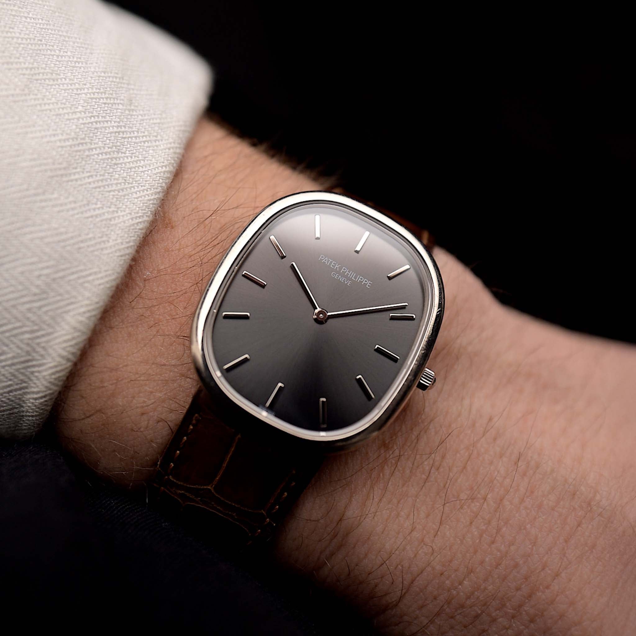Preowned Patek Philippe Ellipse 3738 Grey 18k white gold 1980s with grey dial