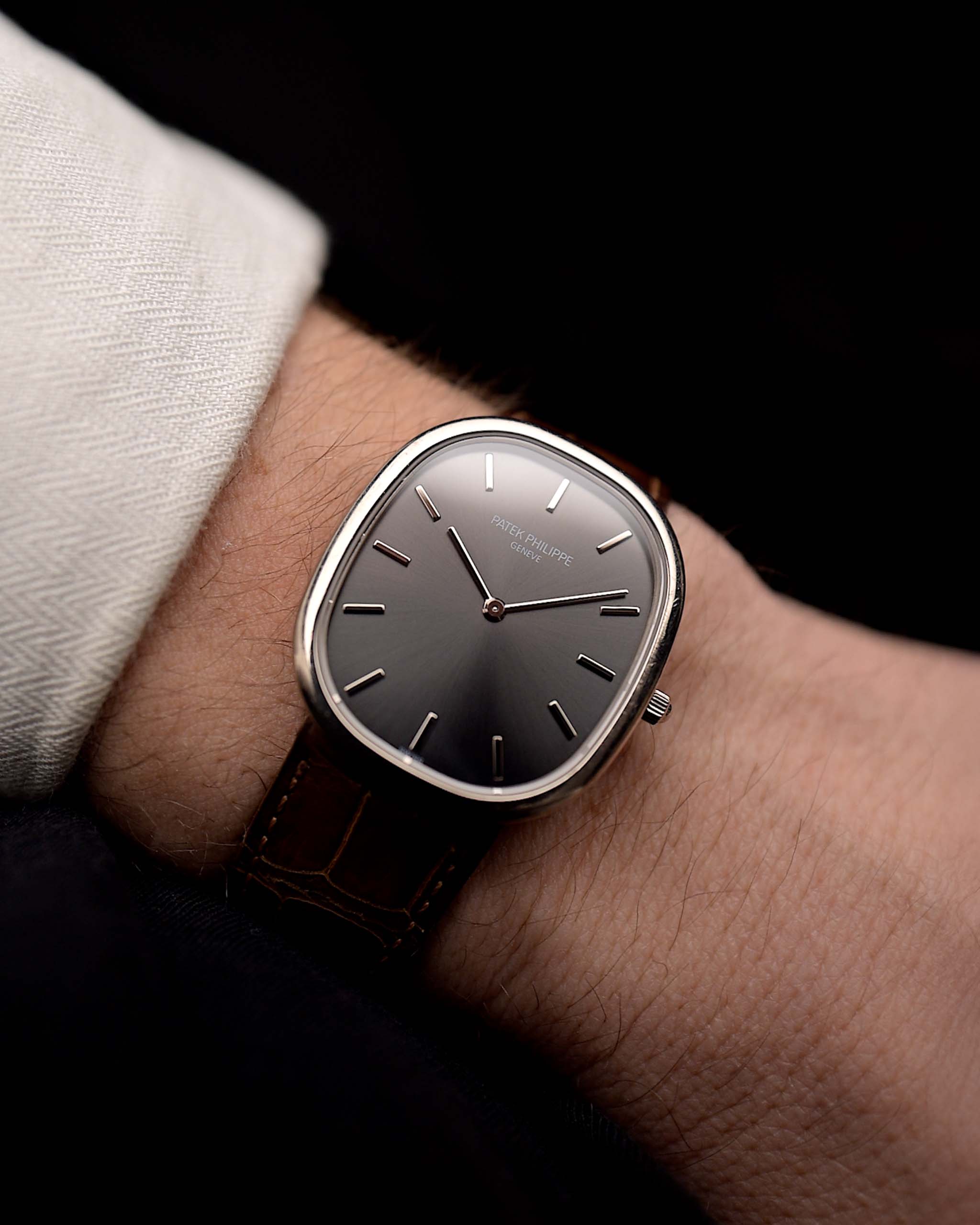 Preowned Patek Philippe Ellipse 3738 Grey 18k white gold 1980s with grey dial