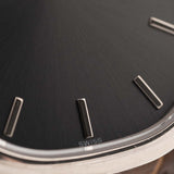 Patek Philippe Ellipse 3738 Grey 18k white gold 1980s with grey sunburst dial closeup Markers