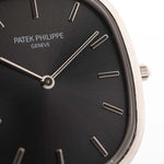 Used Patek Philippe Ellipse 3738 Grey 18k white gold 1980s with grey sunburst dial closeup