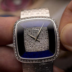 Vintage Piaget Square 9775 Watch with Lapis Onyx Diamond from the 1970s.