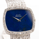 Vintage Piaget TV 12735 Lapis Lazuli Diamond 1970s 18k white gold with Lapis Lazuli dial