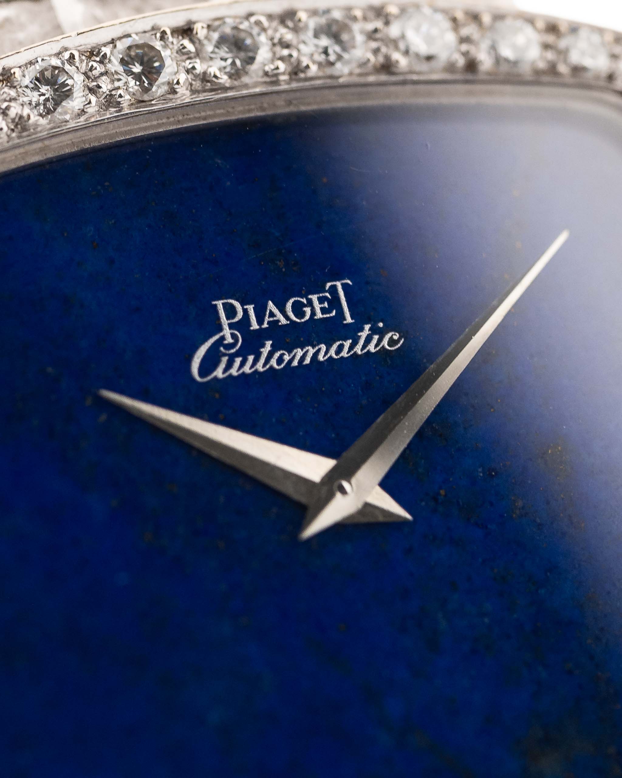 Vintage Piaget TV 12735 Lapis Lazuli Diamond 1970s 18k white gold with Lapis Lazuli dial with hands Piaget automatic