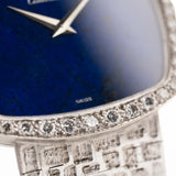 Vintage Piaget TV 12735 Lapis Lazuli Diamond 1970s 18k white gold with Lapis Lazuli dial diamonds