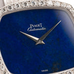 Vintage Piaget TV 12735 Lapis Lazuli Diamond 1970s 18k white gold with Lapis Lazuli dial diamonds