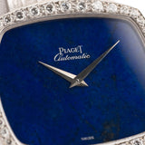Vintage Piaget TV 12735 Lapis Lazuli Diamond 1970s 18k white gold with Lapis Lazuli dial diamonds