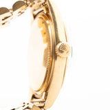 Closeup Photo of a Rolex 1601 Datejust 18k Malachite Case with crown. From 1968, 36mm in 18K Yellow Gold with Original Malachite Dial, Automatic Caliber 1570 and Original Jubilee Bracelet.