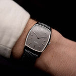Vintage Rolex Cellini 3807 Tonneau 18k white gold Grey Dial 1971