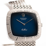 Rolex Cellini 4029 Blue Ombre 18k from the 1970s. 30mm in 18k White Gold with Manual Wind Movement, Blue Ombre Dial and 18k White Gold Bracelet.