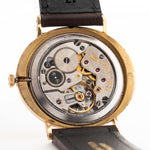 Closeup of a Vintage Rolex Cellini 4083 Ombre from 1973 Movement. 33mm with 18k Yellow Gold Case, Manual Wind Movement, Original Brown Ombre Dial and Leather Strap.