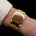Vintage Rolex Cellini 4350 Octagon Wood 1981 18k yellow gold wooden walnut dial