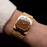 Vintage Rolex Cellini 4350 Octagon Wood 1981 18k yellow gold wooden walnut dial