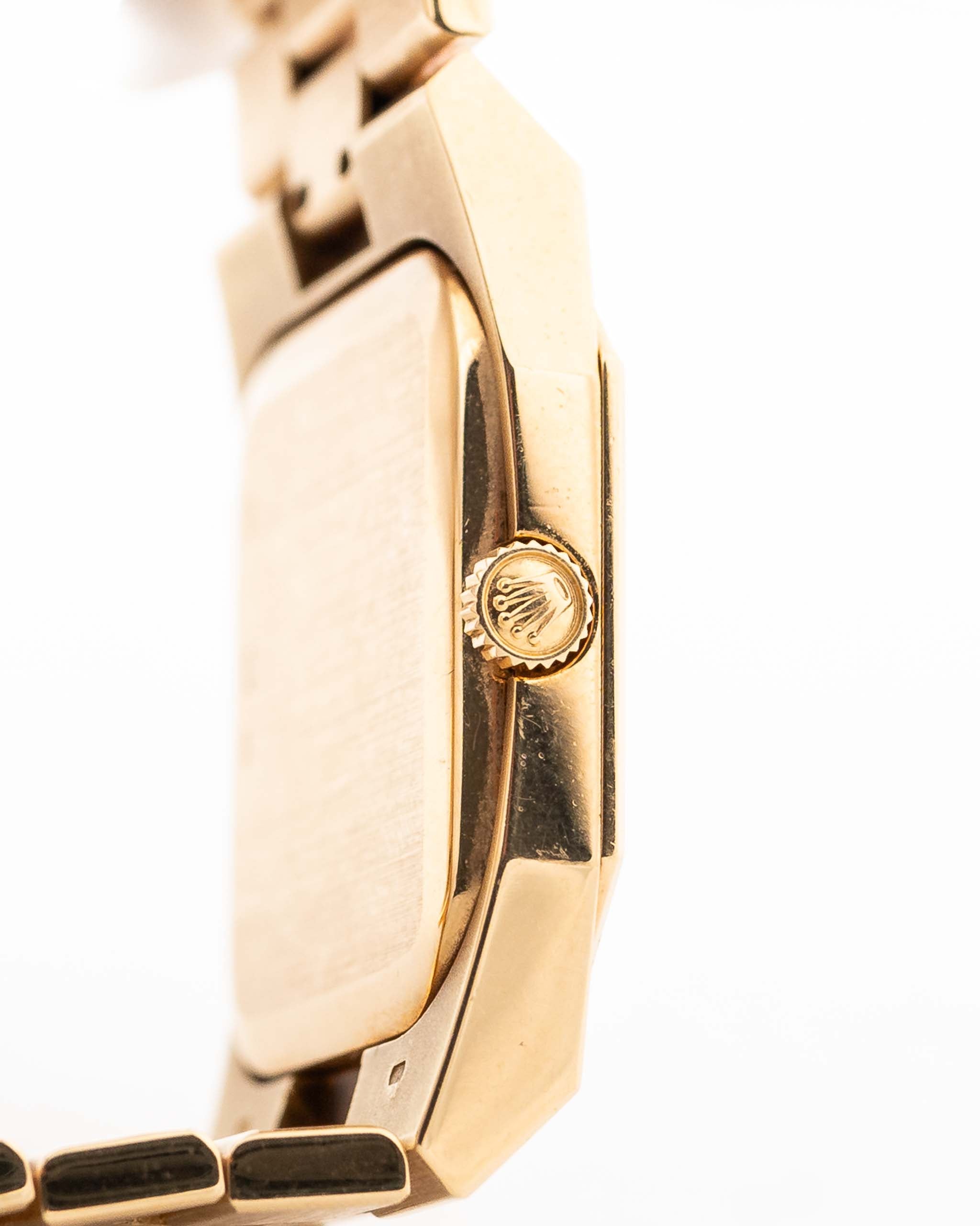 Vintage Rolex Cellini 4350 Octagon Wood 1981 18k yellow gold case with crown