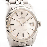 Vintage Rolex Datejust 1601 Silver Pie Pan Watch from 1973. 36mm in Stainless Steel with Automatic Caliber 1570, Silver Pie Pan Dial, Jubilee bracelet.