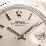 Vintage Rolex Datejust 1601 Silver Pie Pan Watch from 1973. 36mm in Stainless Steel with Automatic Caliber 1570, Silver Pie Pan Dial, Jubilee bracelet.