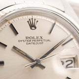 Vintage Rolex Datejust 1601 Silver Pie Pan Watch from 1973. 36mm in Stainless Steel with Automatic Caliber 1570, Silver Pie Pan Dial, Jubilee bracelet.