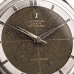 Universal Genève 20368 Polerouter Ref 20368 from the 1960s. 34mm in Stainless Steel, Automatic microtor movement, Original black dial with patina and Leather Strap.