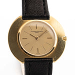 Vintage Vacheron Constantin Disco Volante 6590 watch. 34mm in 18k Yellow Gold with Flawless Gold sunburst dial, Manual wind movement and Leather Strap.