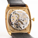 Closeup Photo of a Vacheron Constantin 39014 Tonneau 18k from the 1980s. 27mm 18k yellow gold case with Manual wind movement, Original Sigma dial and Leather strap.