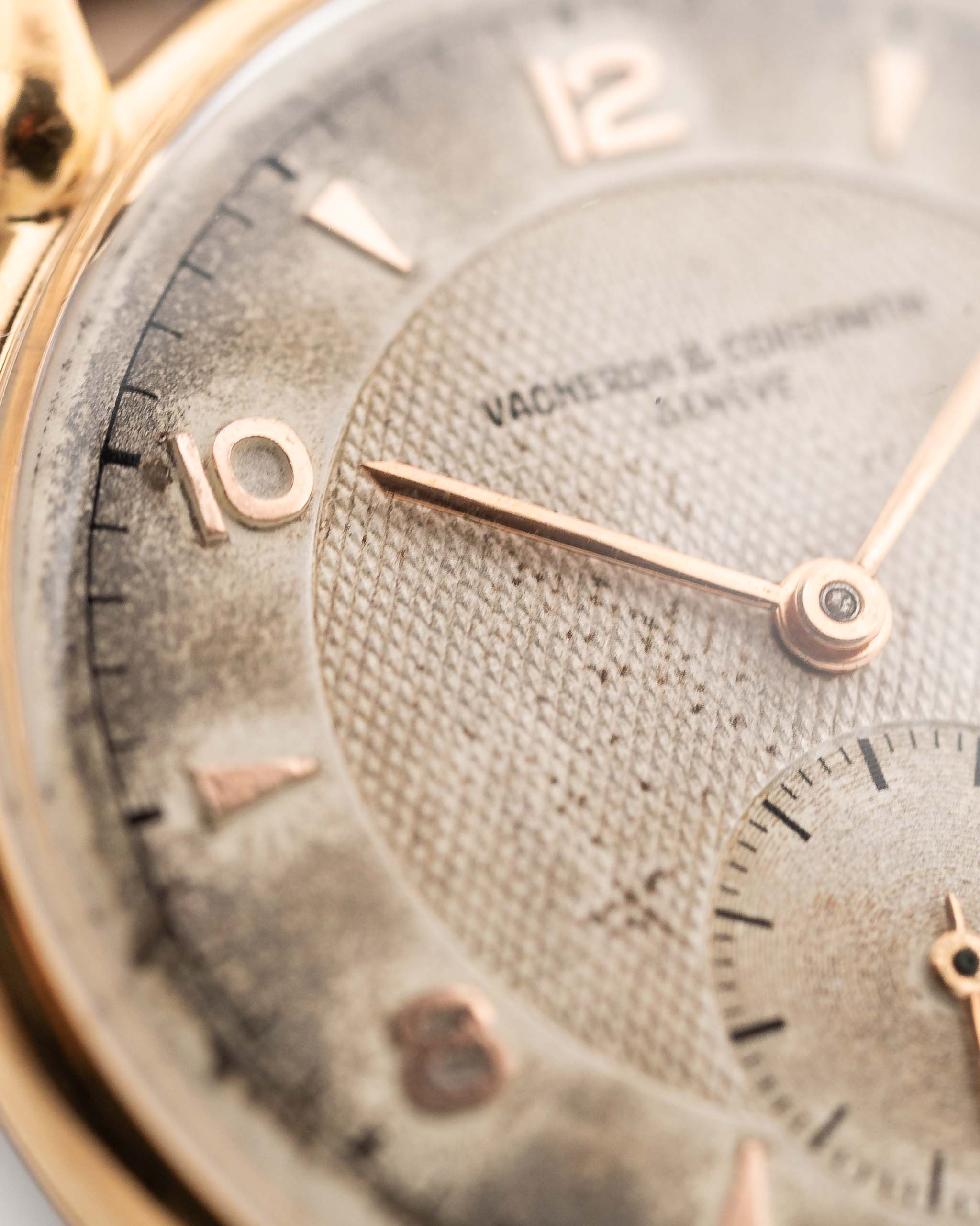 Preowned Vacheron Constantin Guilloche 18k Rose 1940s Dial