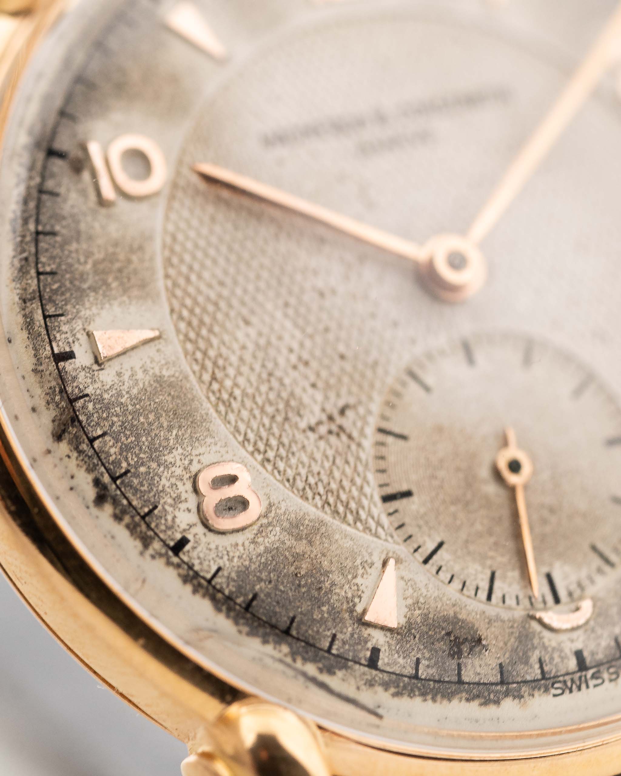 Vintage Vacheron Constantin Guilloche 18k Rose 1940s Dial