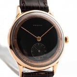Zenith Art Deco Black 18k Rose 1940s