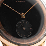 Zenith Art Deco Black 18k Rose 1940s