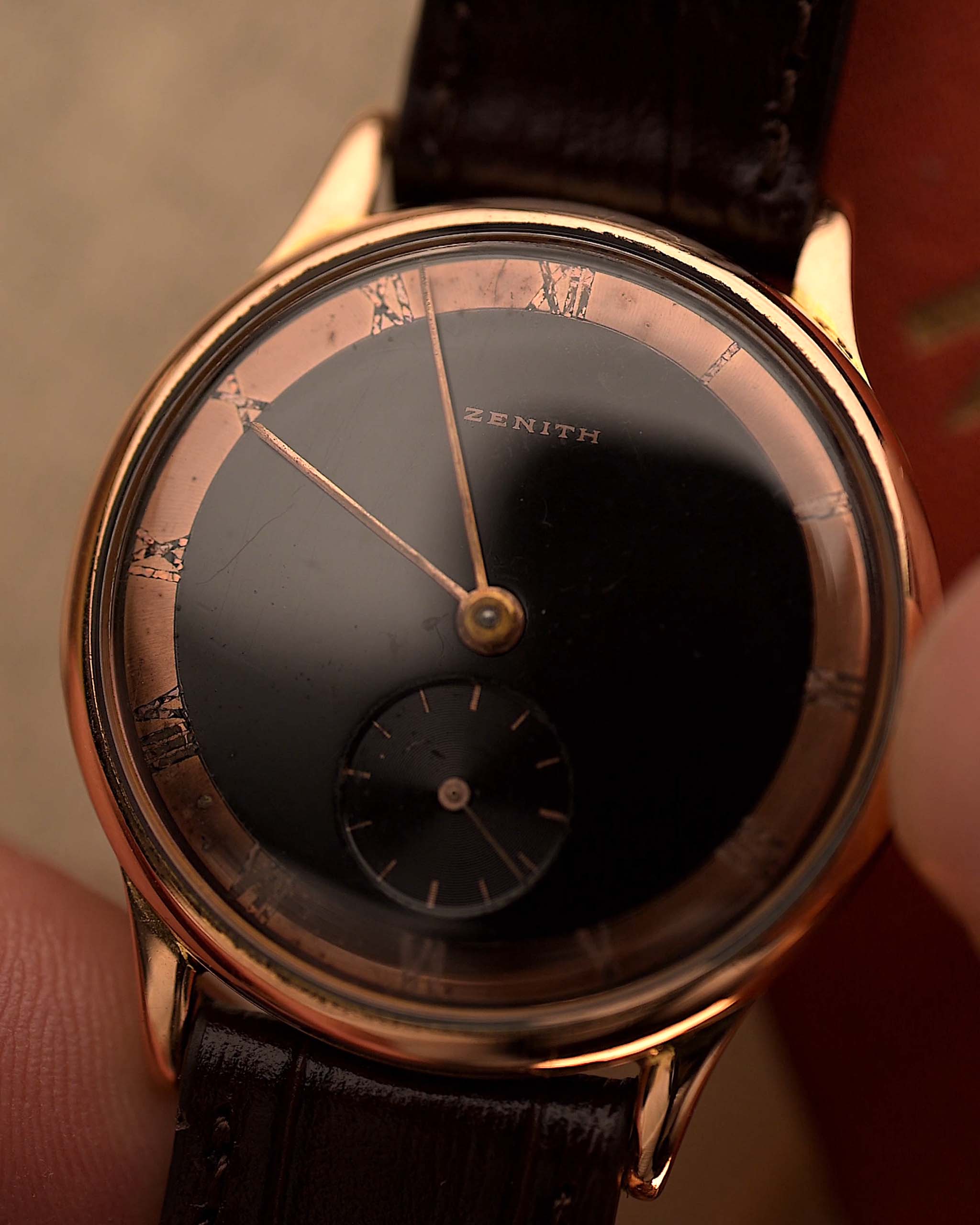 Zenith Art Deco Black 18k Rose 1940s – GOLDAMMER