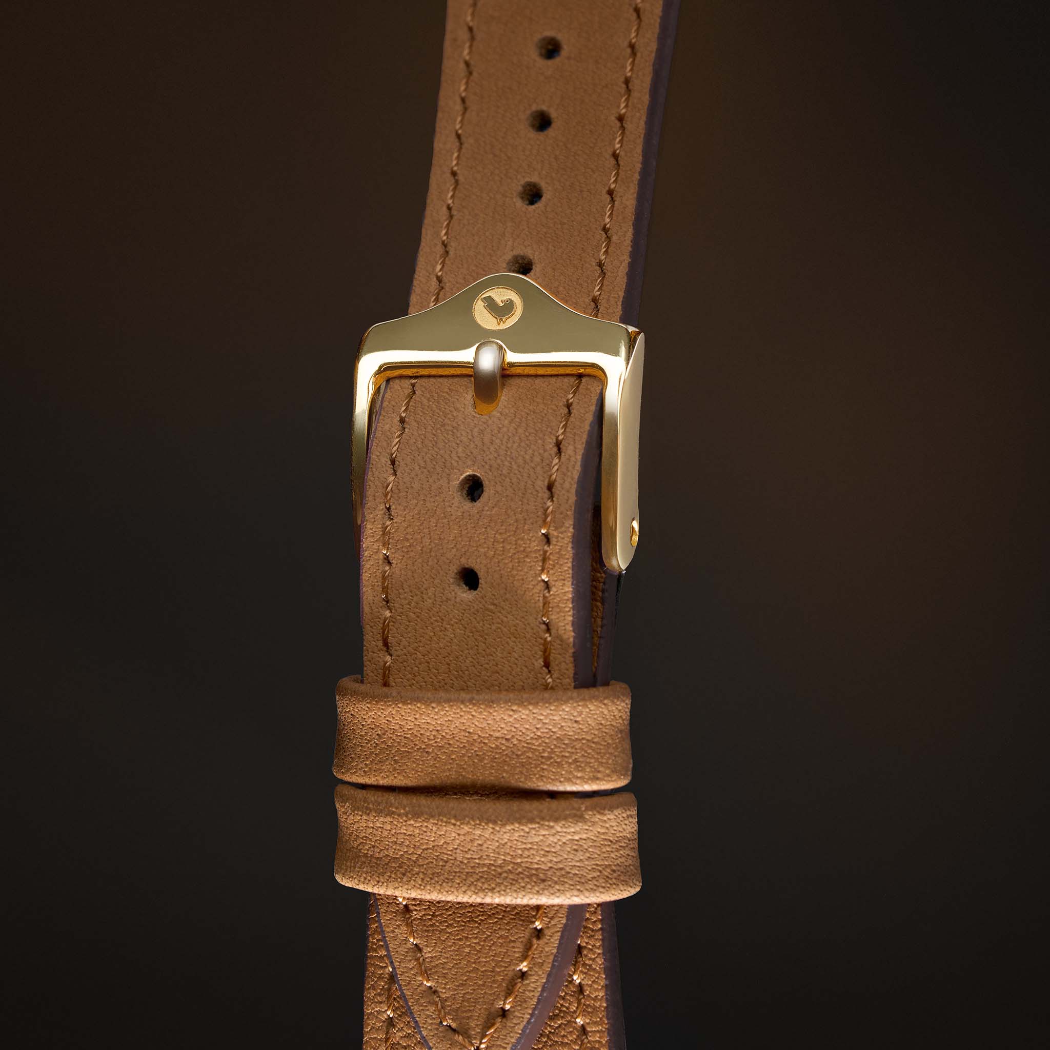 Bracelet de montre, Largeur : 16 mm (0,63 po), Cuir avec coutures, Bleu Bracelet de montre, Largeur : 16 mm (0,63 po), Cuir avec coutures, Bleu