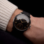 Omega Watch - Vintage Omega Sub Second Black Syringe 1939 - stainless steel case black gilt dial on wrist