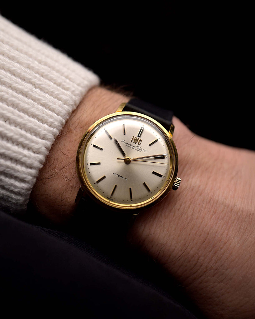 IWC R818A Automatic 18k 1966 - iwc watch yellow gold on wrist