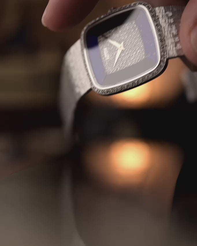 Piaget Square 9775 with Lapis Onyx Diamond from the 1970s on a wrist.