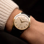 Vintage Patek Philippe watch 5096 Calatrava 1990s, 33mm 18k yellow gold case, manual wind, original silver dial, leather strap, video