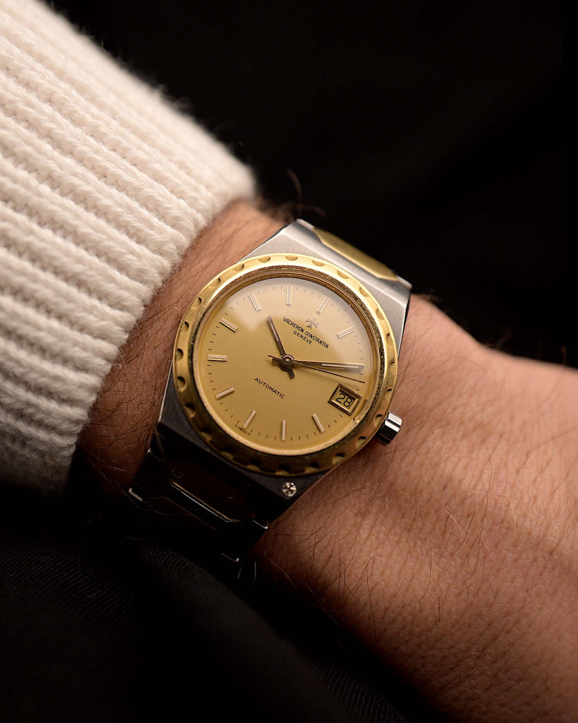 Vintage Vacheron Constantin 222 Two Tone watch 1980s, 33.5mm stainless steel and 18k gold case, automatic Caliber 1124, gold dial, video