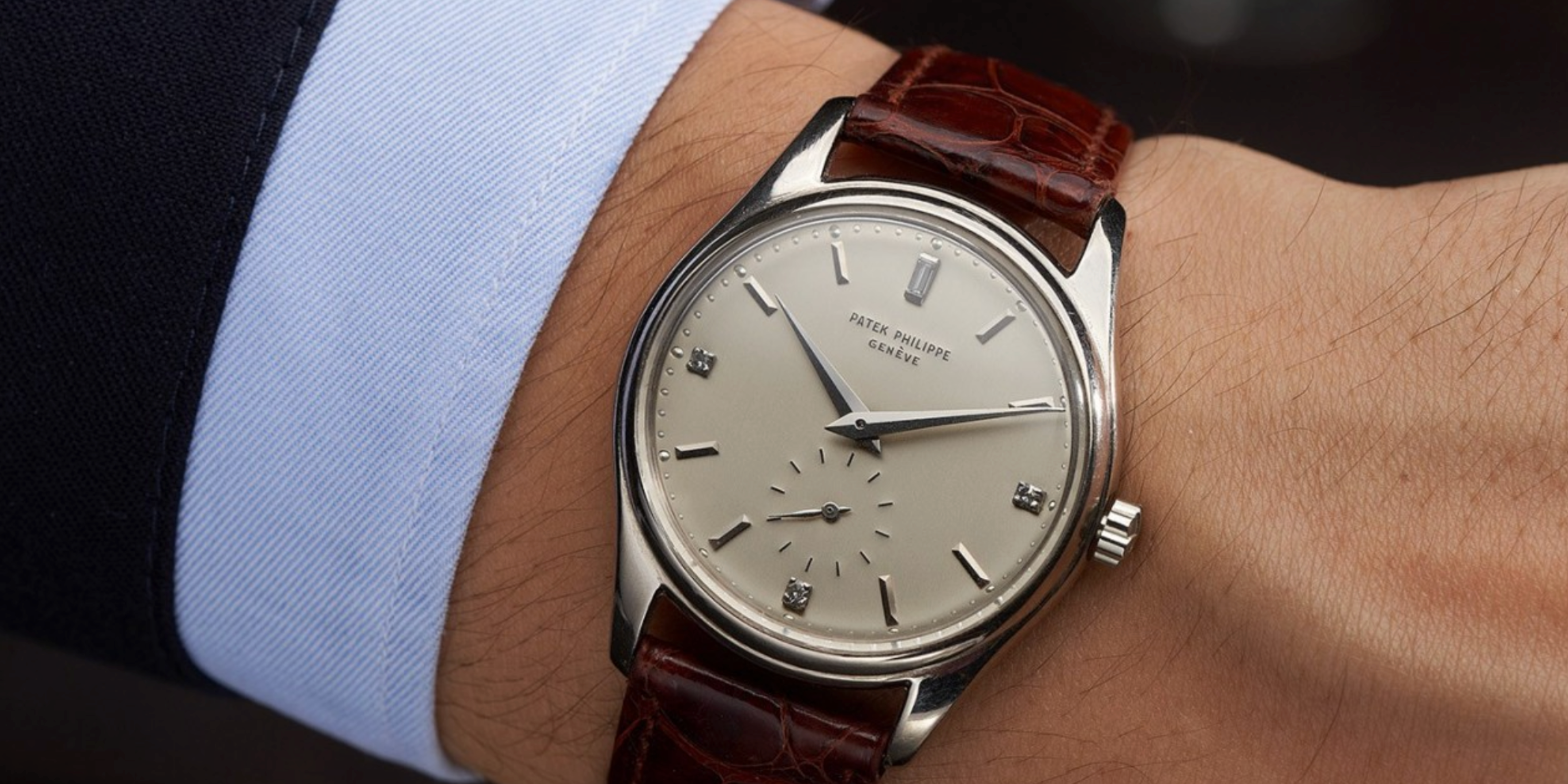 seltene Vintage 1950er Patek Philippe ref. 2526 in Weißgold