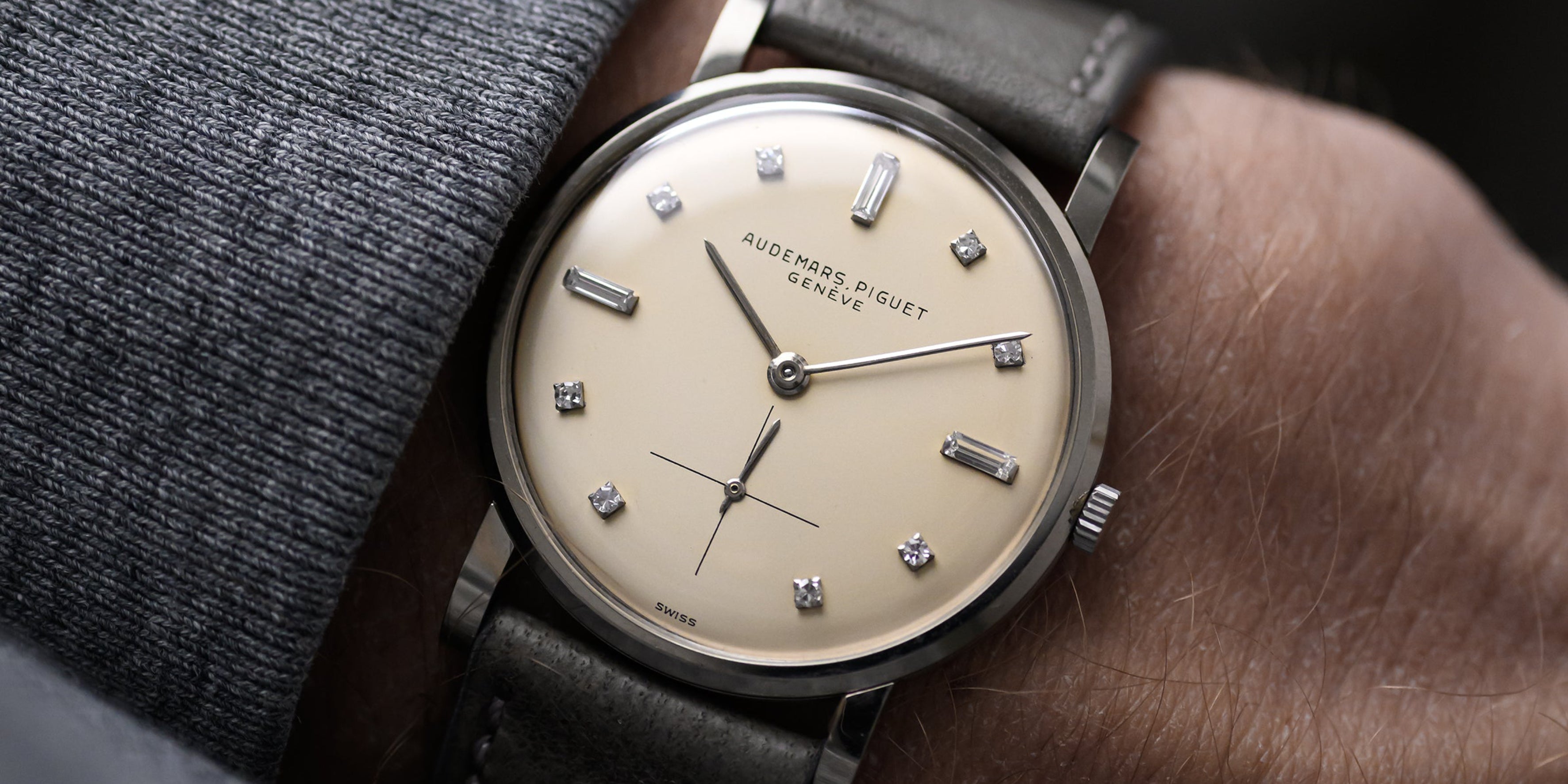 Vintage 1950er Audemars Piguet 9674 Dress Watch mit Diamantmarkierungen