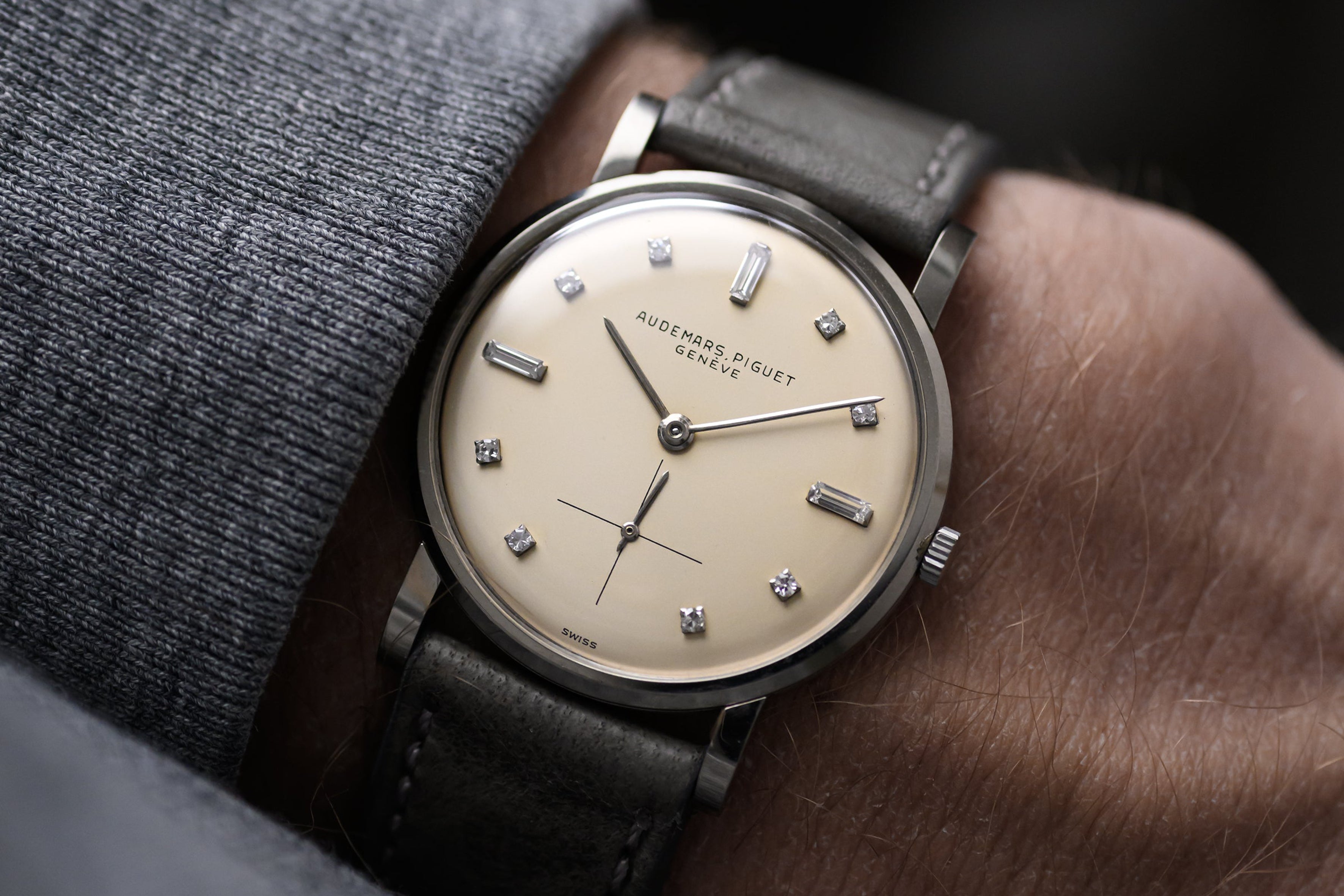 Vintage 1950er Audemars Piguet 9674 Dress Watch mit Diamantmarkierungen