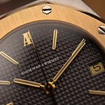 Vintage Audemars Piguet 4100SA Royal Oak Uhr aus den 1980er Jahren. Edelstahl & 18k Gelbgold mit seltenem, makellosem, grauem Tapisserie-Zifferblatt, Two-Tone-Armband.
