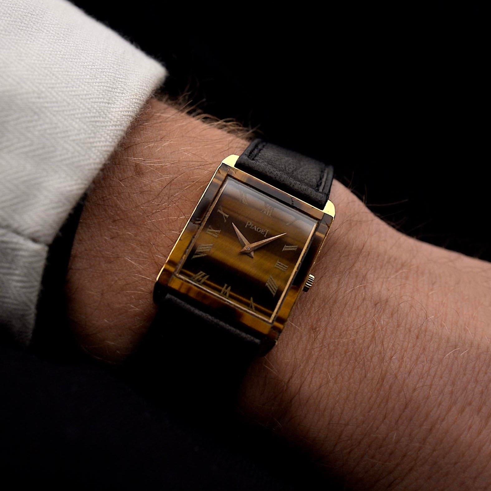 Vintage Piaget Rechteckig 9161 Tigerauge 1970er Jahre