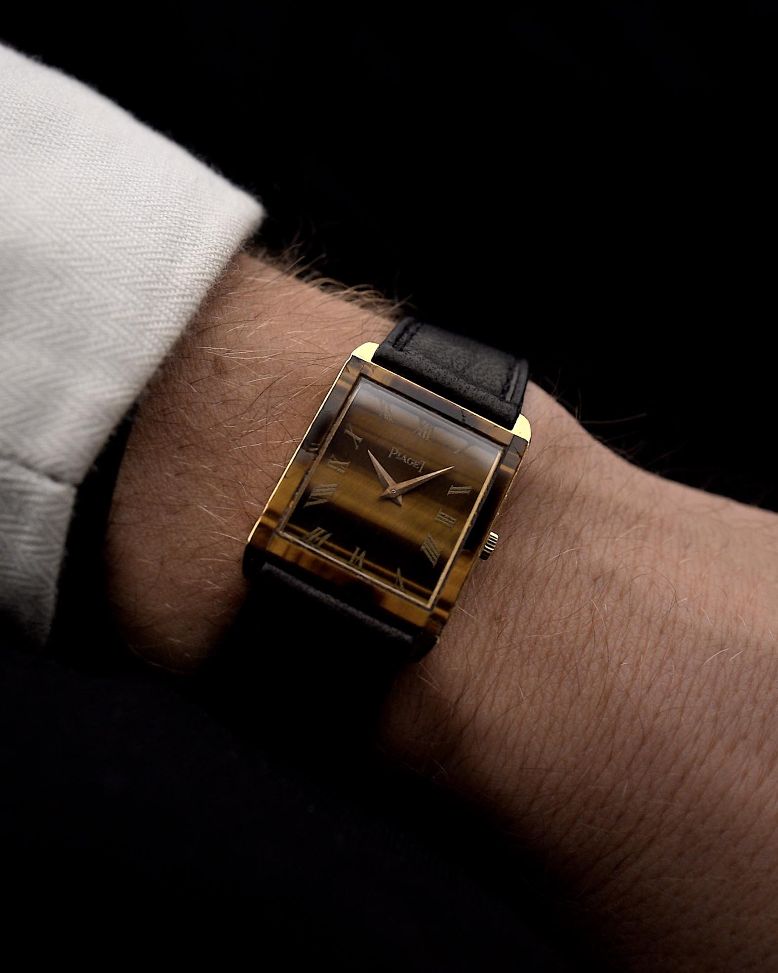 Vintage Piaget Rechteckig 9161 Tigerauge 1970er Jahre
